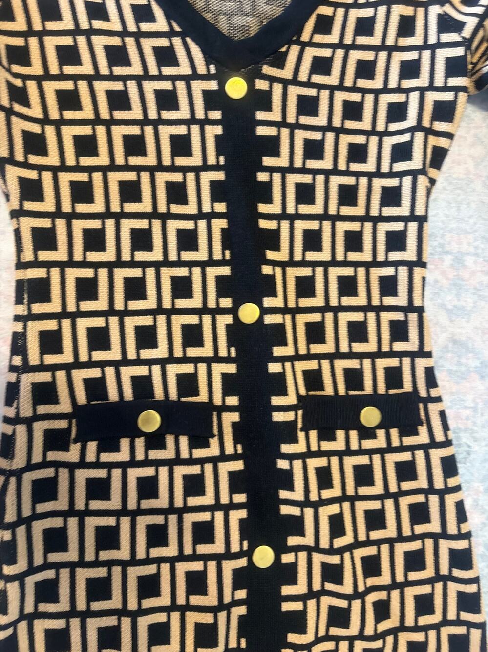 Jolie & Joy Fendi Monogram Knit Dress Women's XL Black Tan Casual